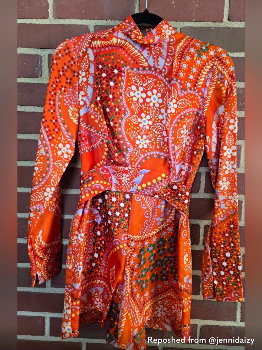 1970s Vintage Cole of Columbus Psychedelic Mod Go Go Romper XS/S Orange Paisley